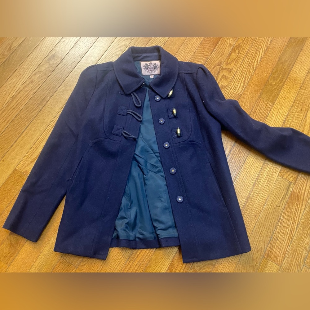 Y2K Juicy Couture / Navy Peacoat Wool blend Sz S